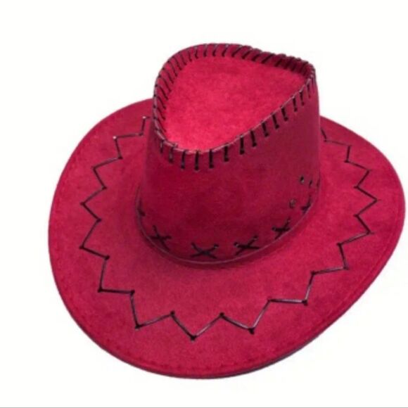 Ladies Elegant Burgundy Suede Cowboy Hat